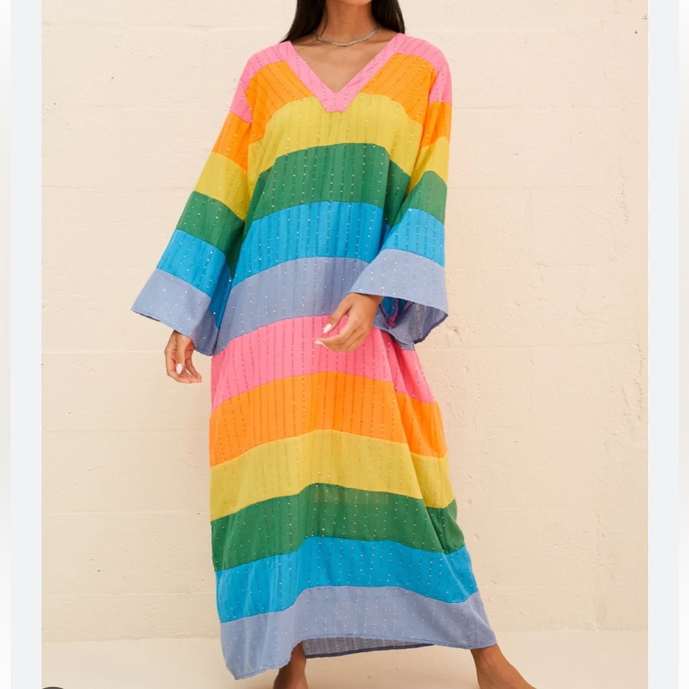 pitusa sequin rainbow kaftan